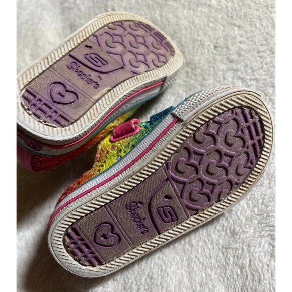 Twinkle Toes Skechers Toddler Size 5 Glitter Hook Loop Light-Up Shoes - Picture 7 of 9